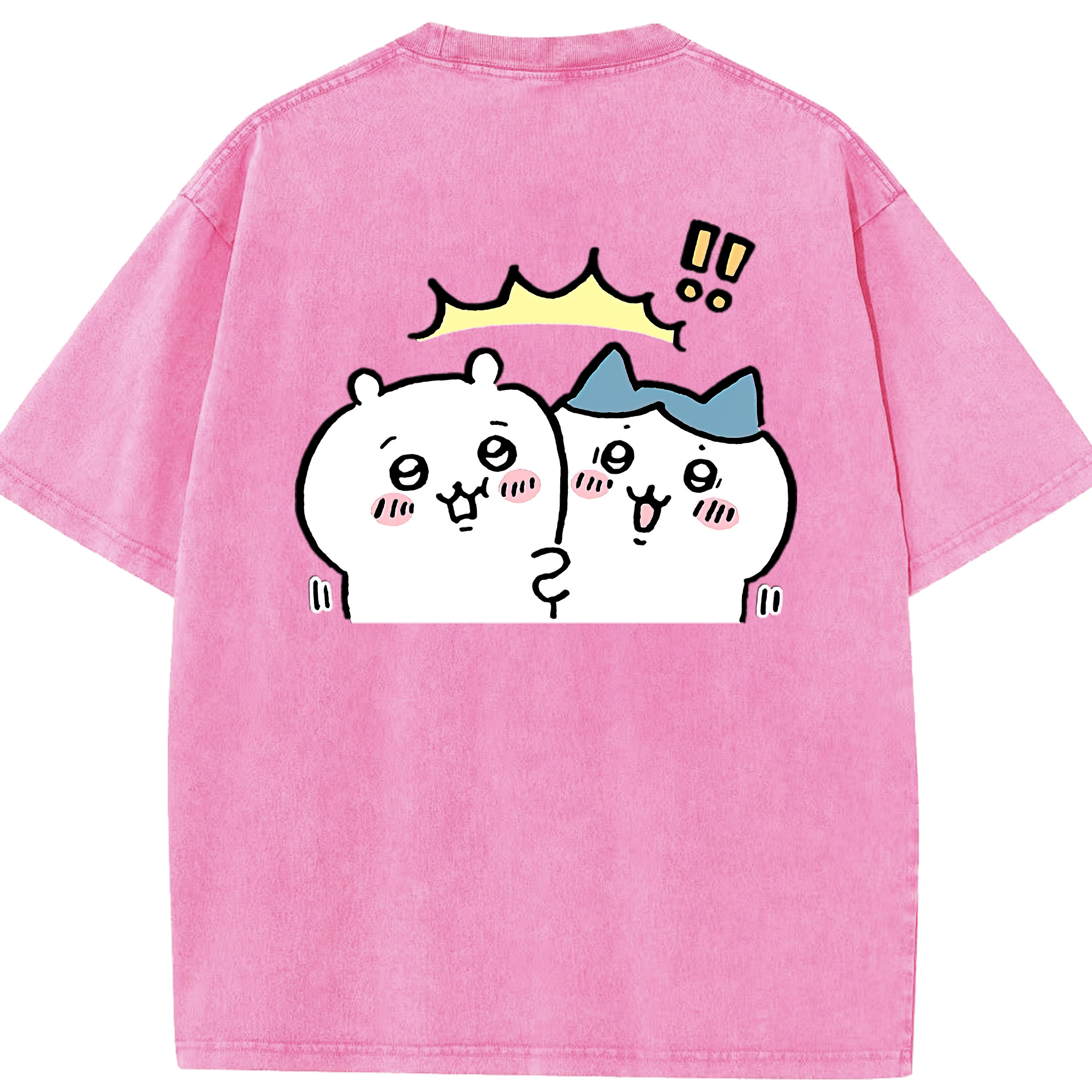 （画像用） ちいかわ ハチワレ Chii-kawa hachiware 綿100% ヴィンテージ風 半袖Tシャツ（背面プリント）
